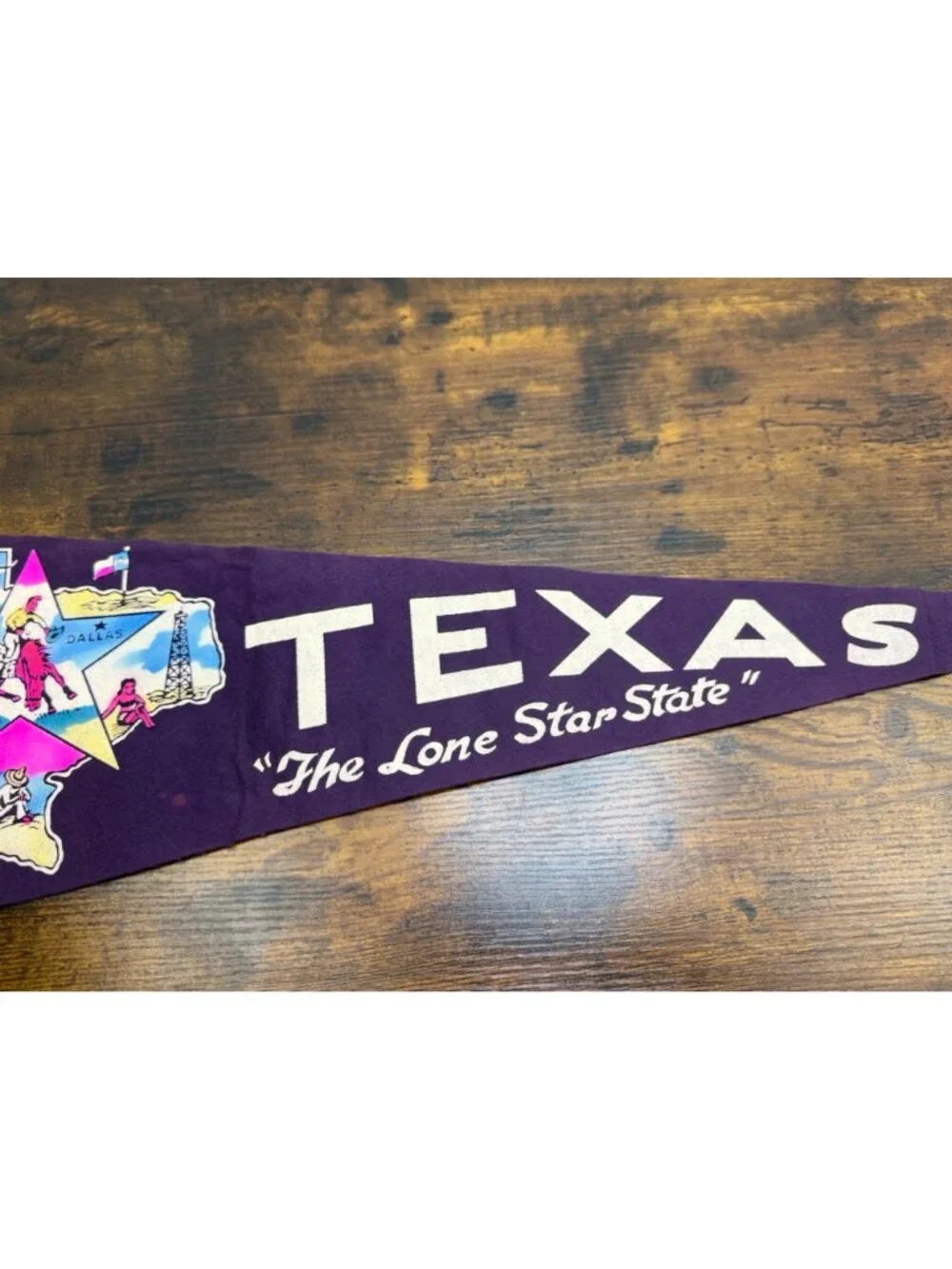 Vintage Texas Pennant Felt Flag 
